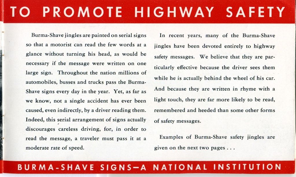 Burma-Shave brochure