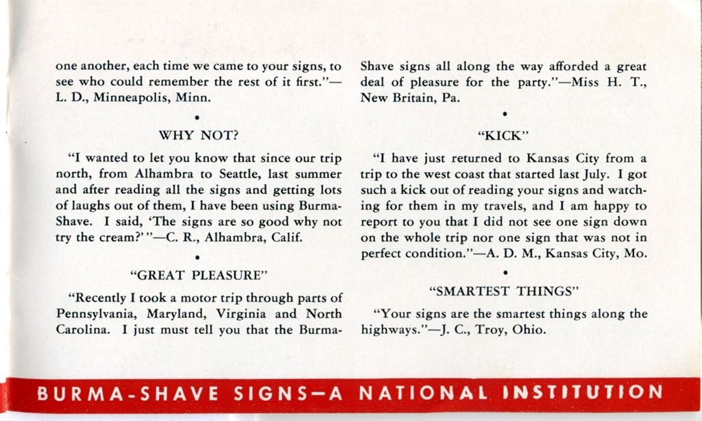 Burma-Shave brochure