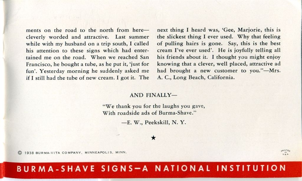 Burma-Shave brochure